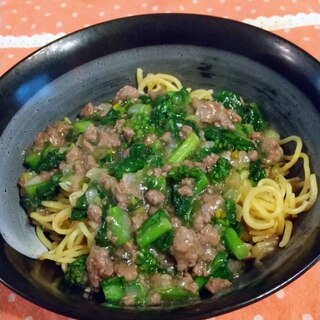 菜の花のあんかけ焼きそば♪エスニック風♪